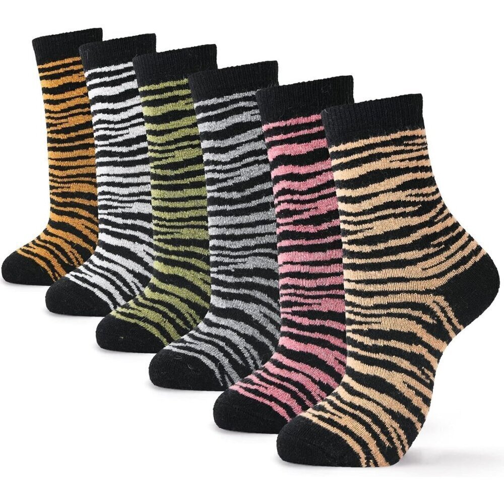 🆕 Women Pink Winter Warm Thick Thermal Ladies Novelty Cozy Crew Socks 6 Pairs